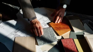 Équipe coordonnant et planifiant un projet de menuiserie sur mesure et d’architecture intérieure pour une exécution précise.